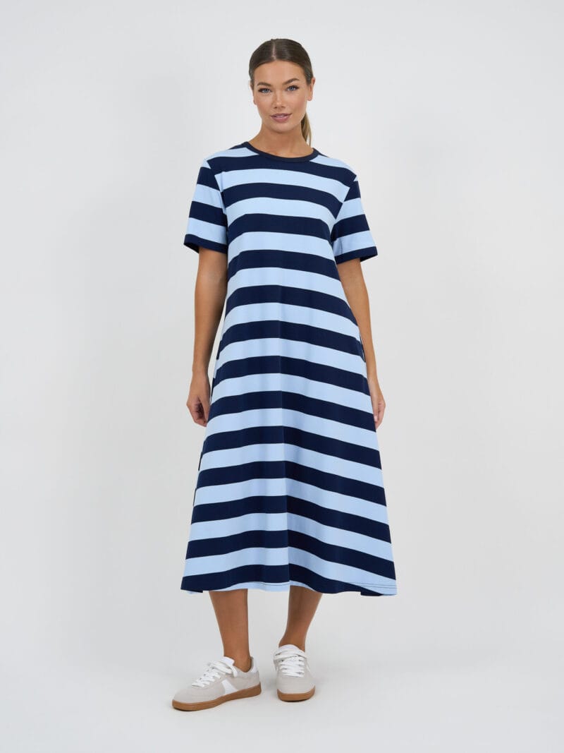 Cotton Jersey Stripe Dress Blue Liberty Rose