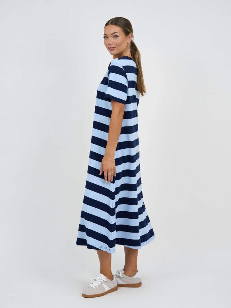Cotton Jersey Stripe Dress Blue Liberty Rose