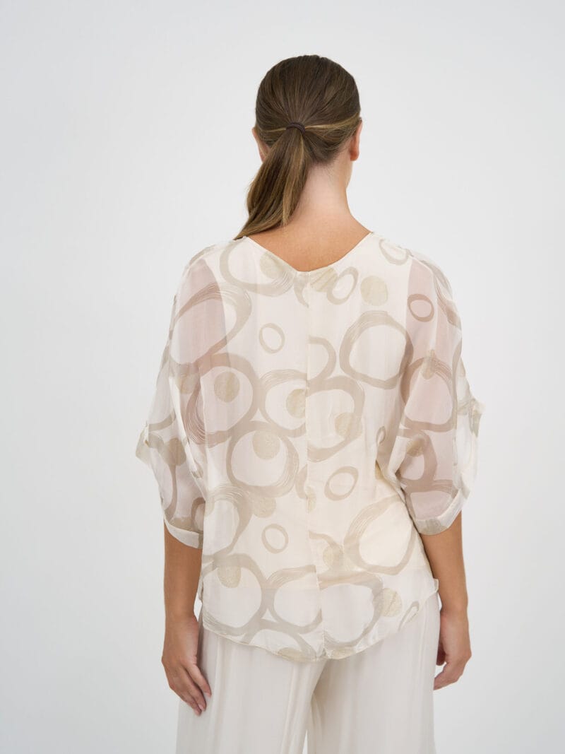 Relaxed Silk Blend Top Ivory La Strada
