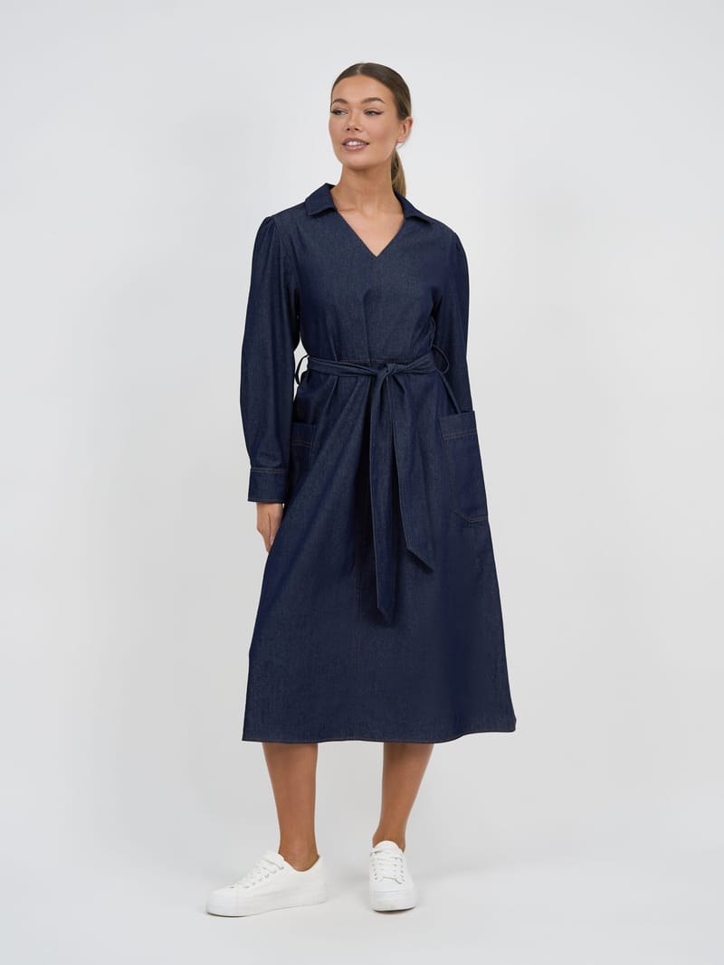 Collared Denim Dress Navy Liberty Rose