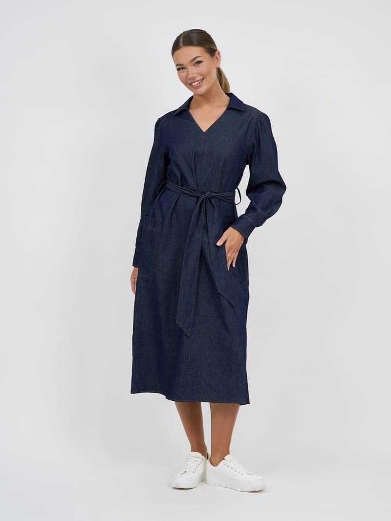 Collared Denim Dress Navy Liberty Rose