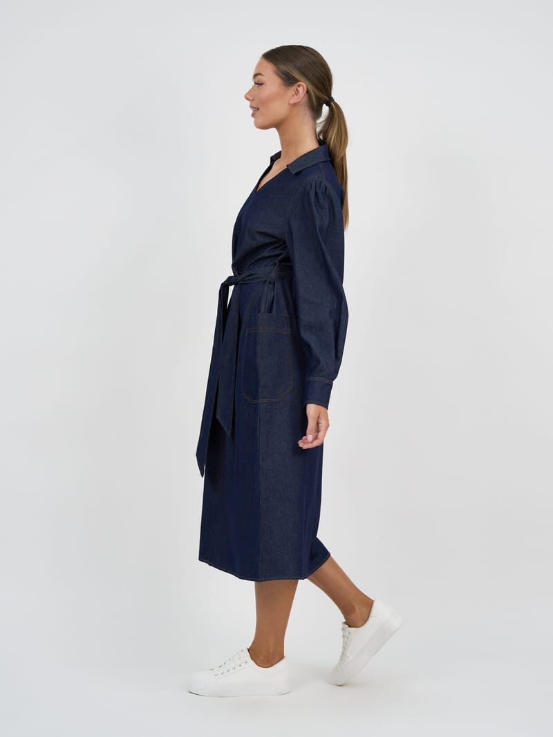 Collared Denim Dress Navy Liberty Rose