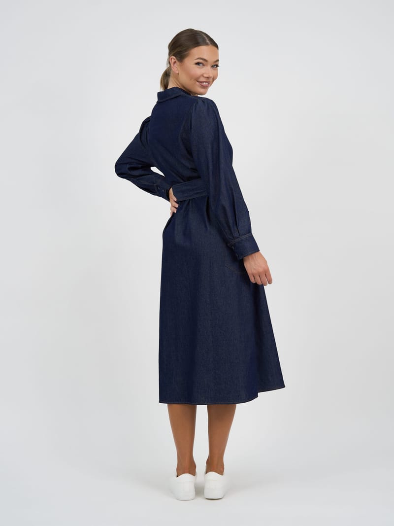 Collared Denim Dress Navy Liberty Rose