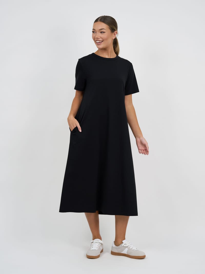 Cotton Jersey Dress Black Liberty Rose