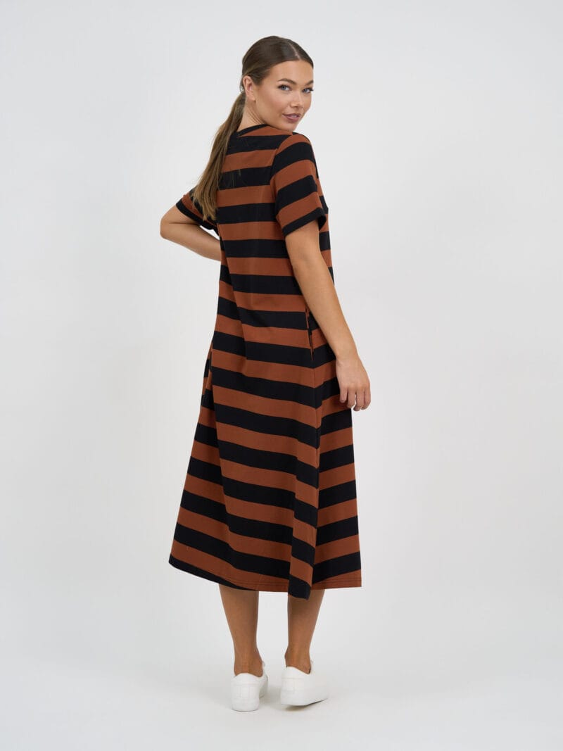Cotton Jersey Stripe Dress Chocolate Liberty Rose