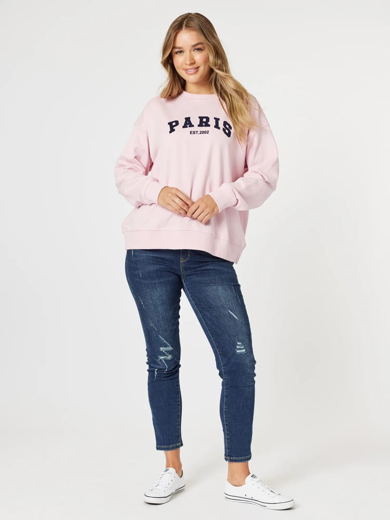 Paris Long Sleeve Sweater Pink Threadz