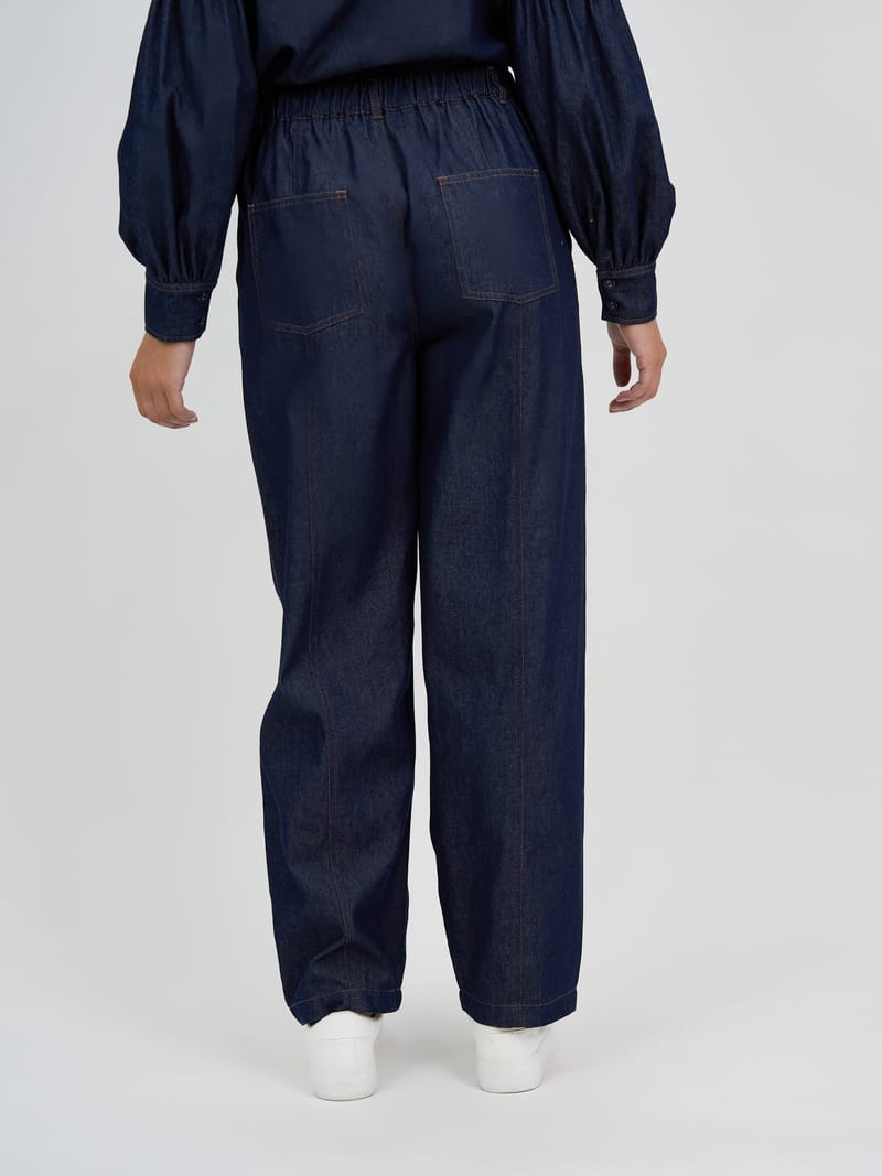 Pleat Front Denim Pant Navy Liberty Rose
