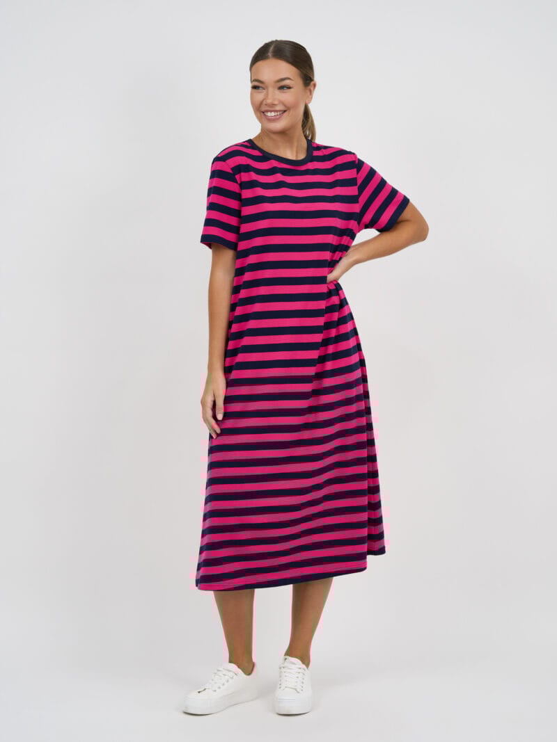 Straight Cotton Jersey Dress Pink Liberty Rose