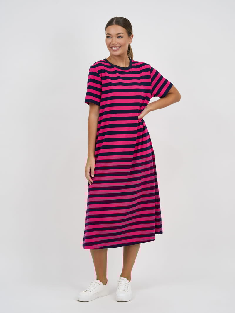 Straight Cotton Jersey Dress Pink Liberty Rose