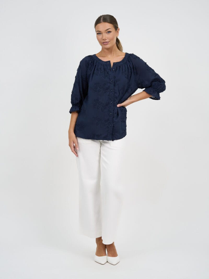 Relaxed Embroidered Shirt Navy Liberty Rose