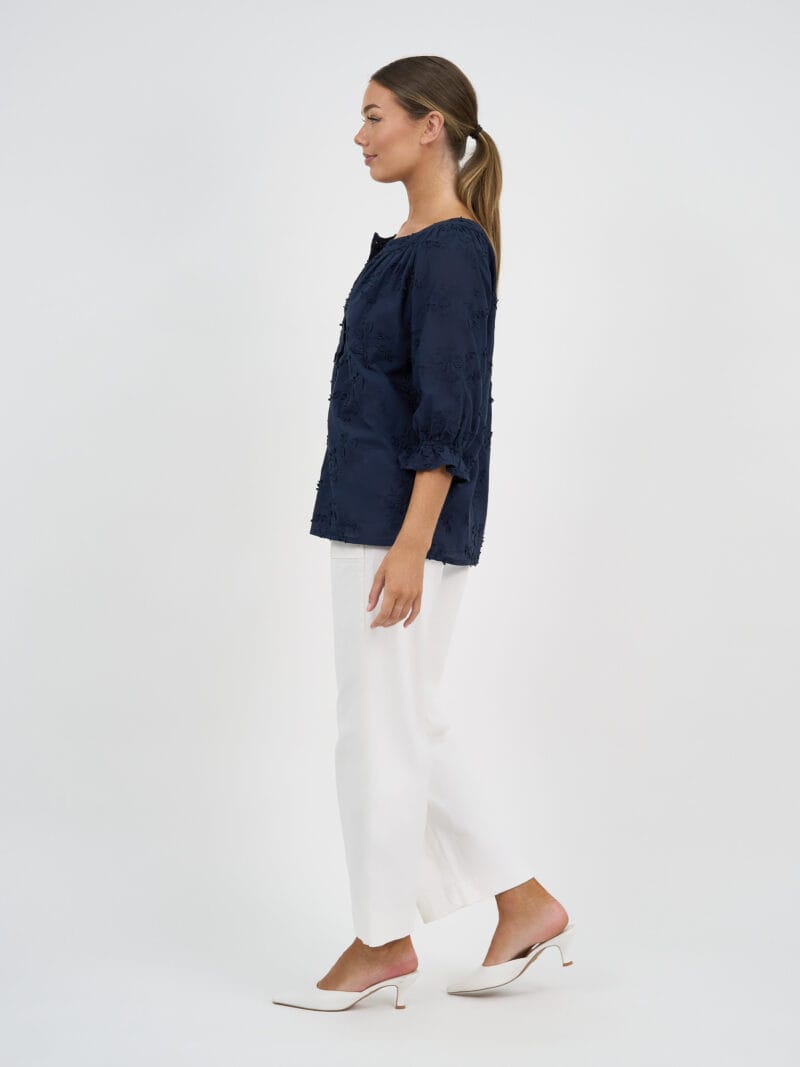Relaxed Embroidered Shirt Navy Liberty Rose