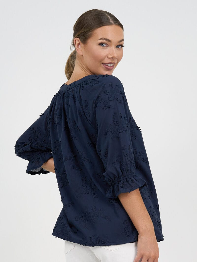 Relaxed Embroidered Shirt Navy Liberty Rose
