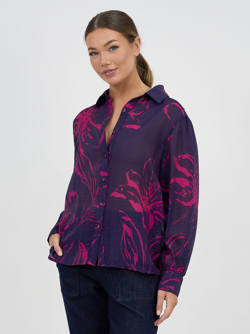 Relaxed Long Sleeve Shirt Navy Liberty Rose