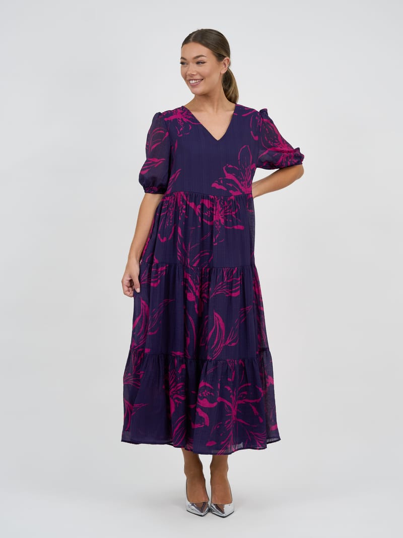 V-Neck Tier Maxi Dress Navy Liberty Rose