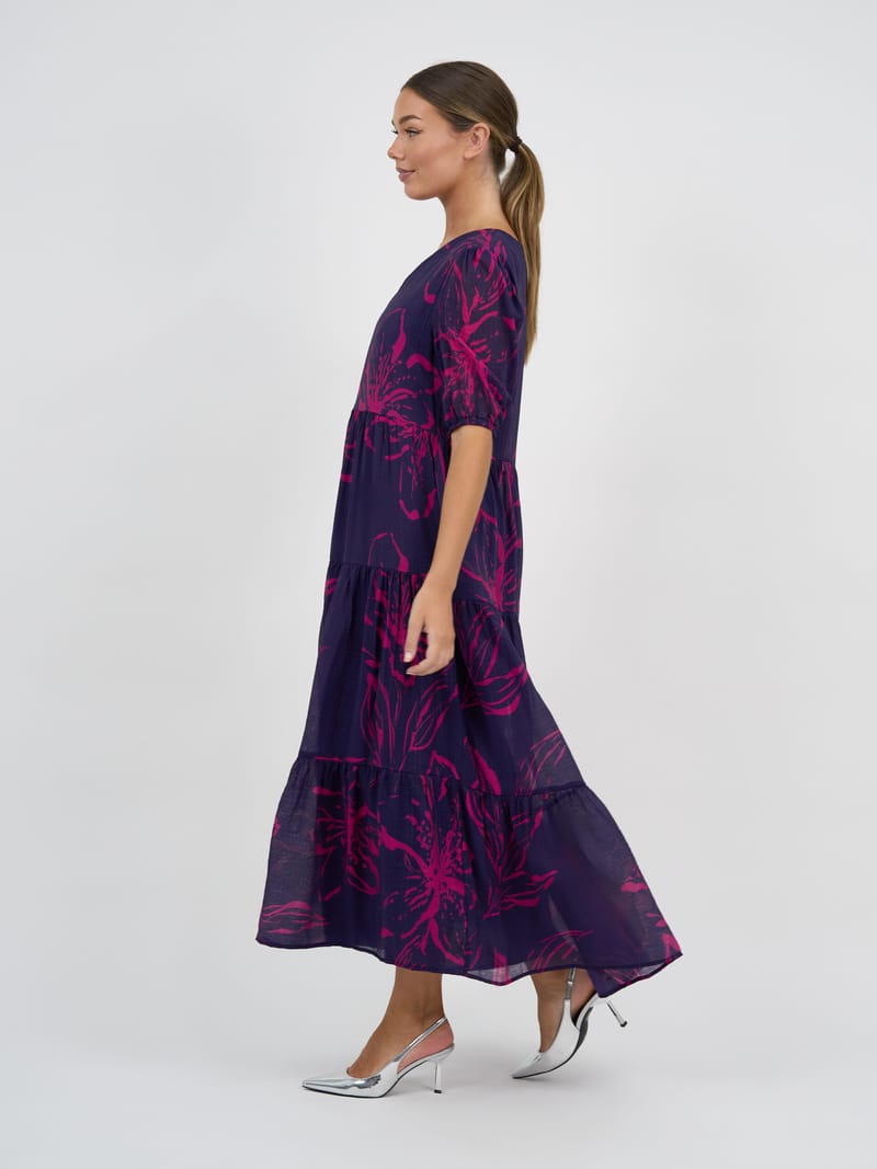 V-Neck Tier Maxi Dress Navy Liberty Rose