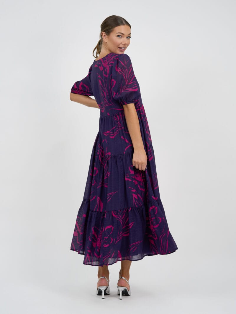 V-Neck Tier Maxi Dress Navy Liberty Rose