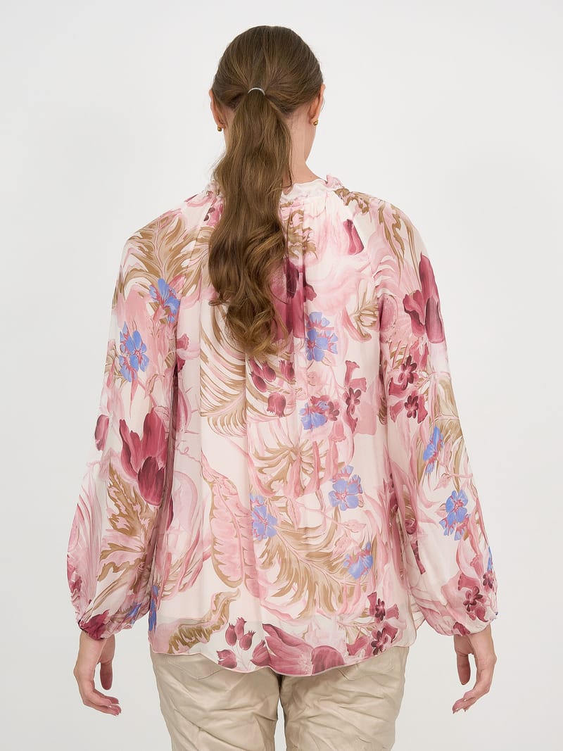 Silk Blend Neck Tie Top Ivory La Strada