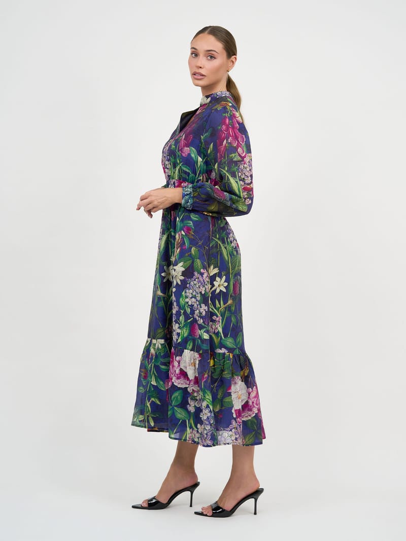 Waist Detail Dress Navy Liberty Rose