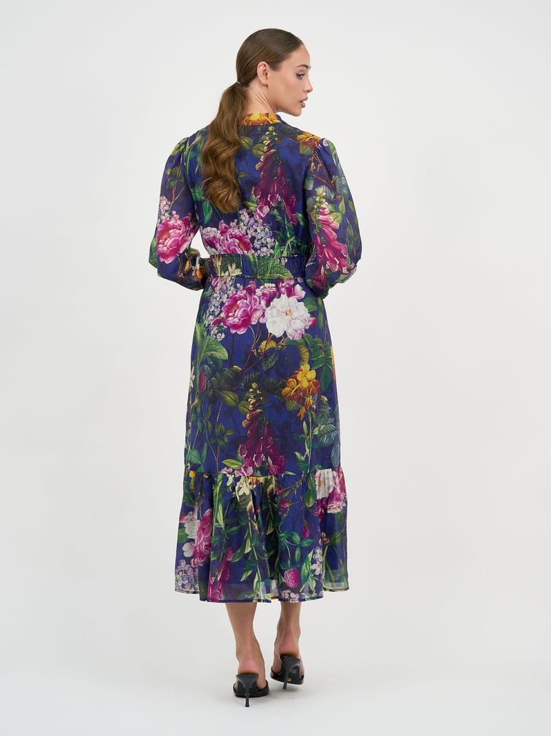 Waist Detail Dress Navy Liberty Rose