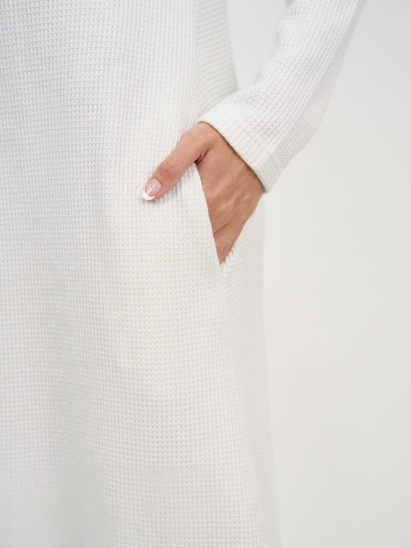 Metallic Waffle Knit Dress Cream Liberty Rose