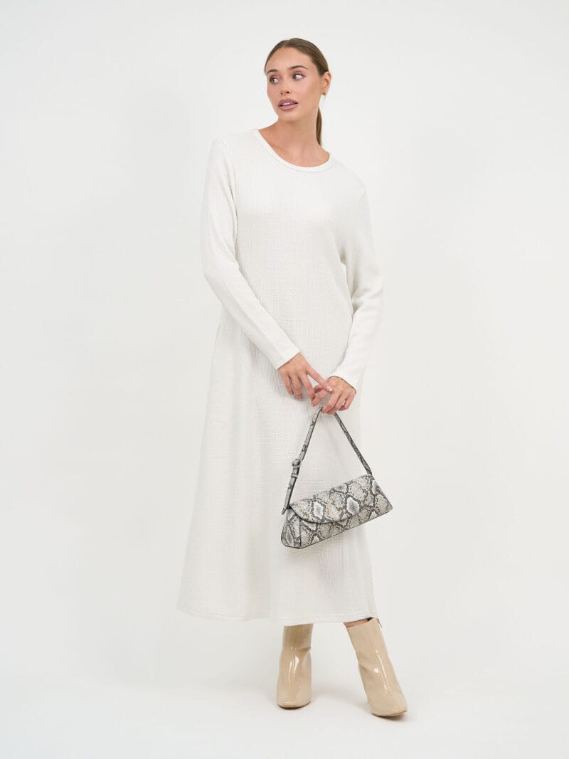 Metallic Waffle Knit Dress Cream Liberty Rose