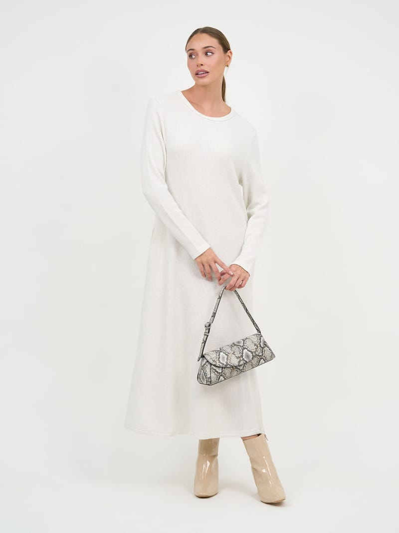 Metallic Waffle Knit Dress Cream Liberty Rose