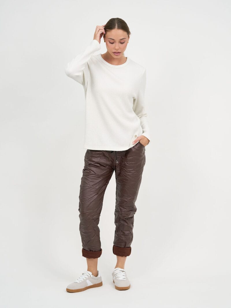 Wet Look Jogger Pant Chocolate La Strada