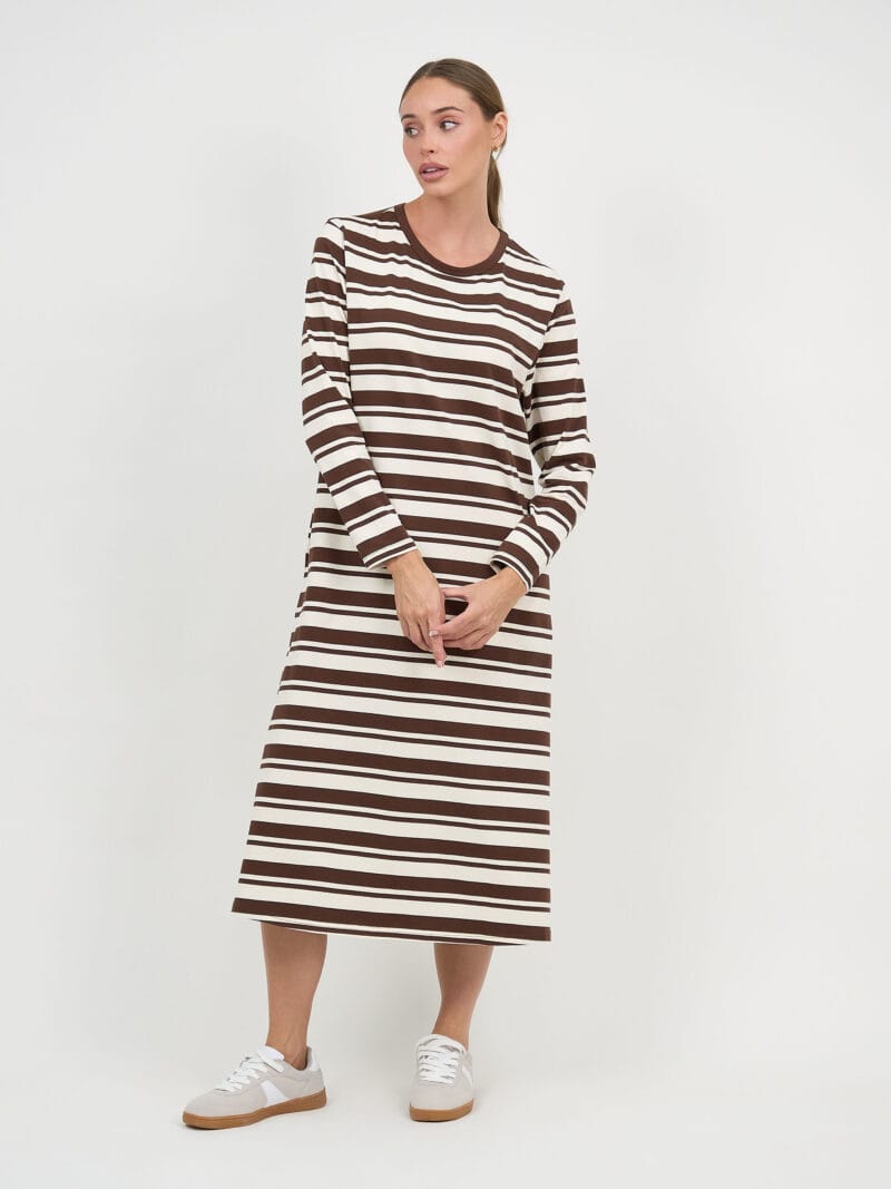 Straight Cotton Jersey Dress Chocolate Liberty Rose