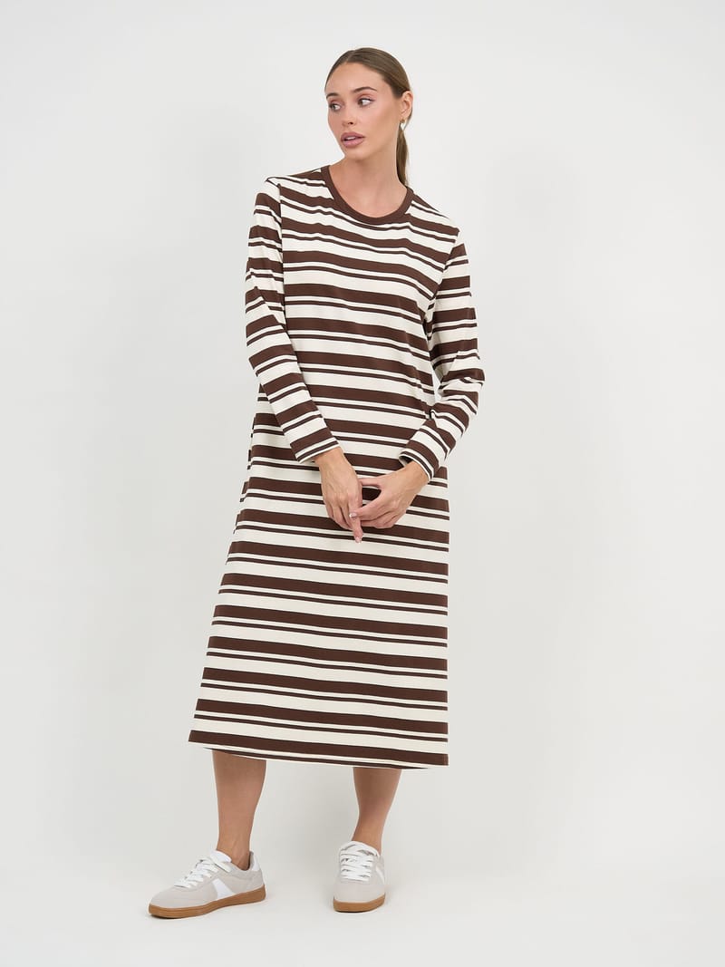 Straight Cotton Jersey Dress Chocolate Liberty Rose