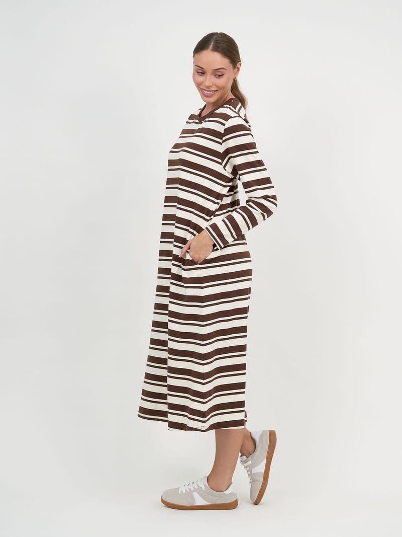 Straight Cotton Jersey Dress Chocolate Liberty Rose