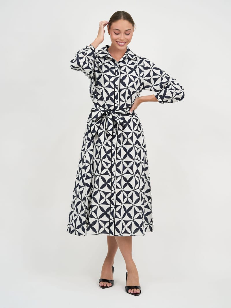 Trim Detail Linen Dress Black Liberty Rose