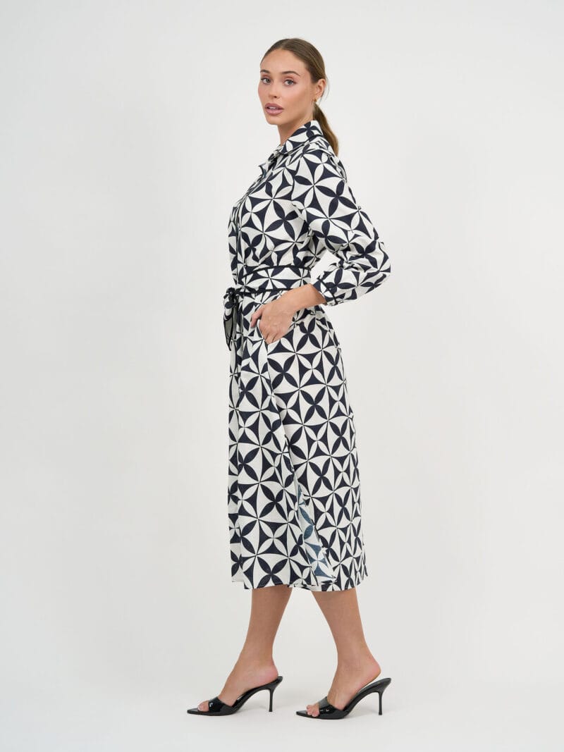 Trim Detail Linen Dress Black Liberty Rose