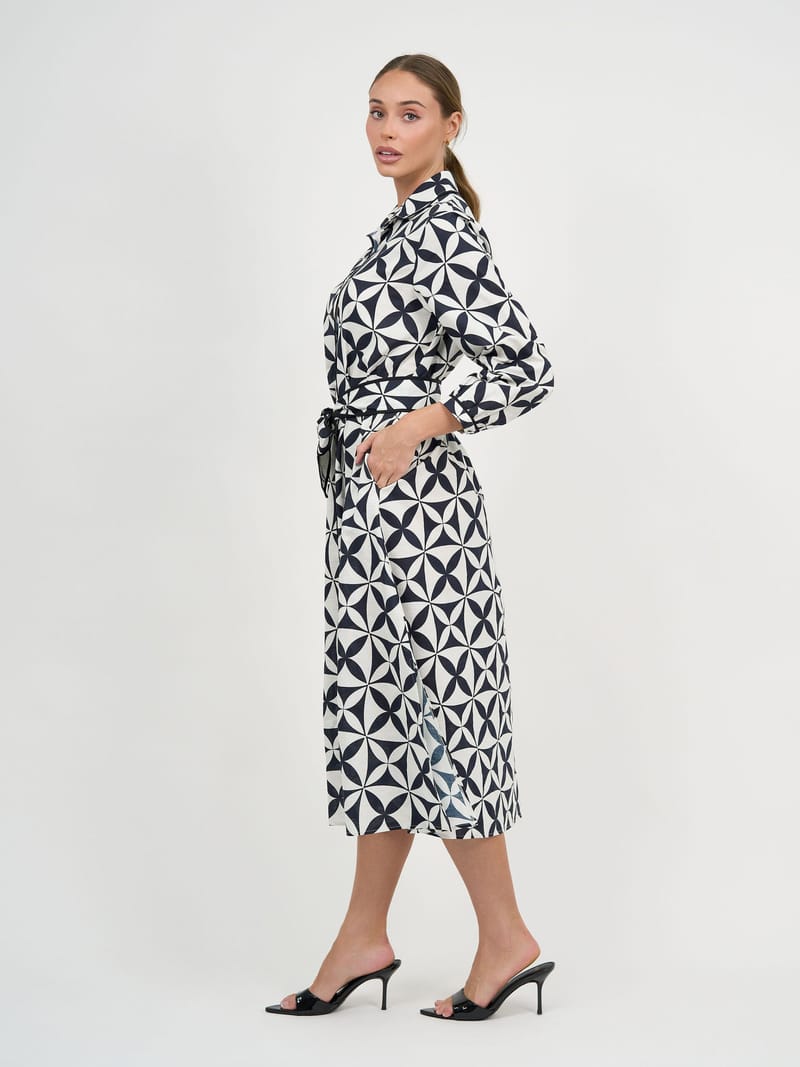 Trim Detail Linen Dress Black Liberty Rose