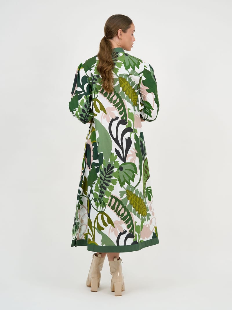 Contrast Trim Shirt Dress Khaki Liberty Rose