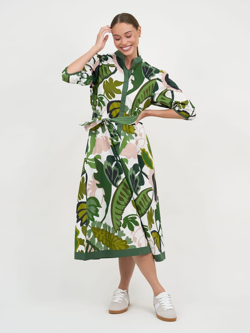 Contrast Trim Shirt Dress Khaki Liberty Rose