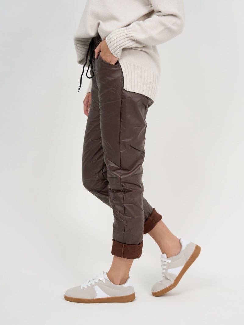 Wet Look Jogger Pant Chocolate La Strada