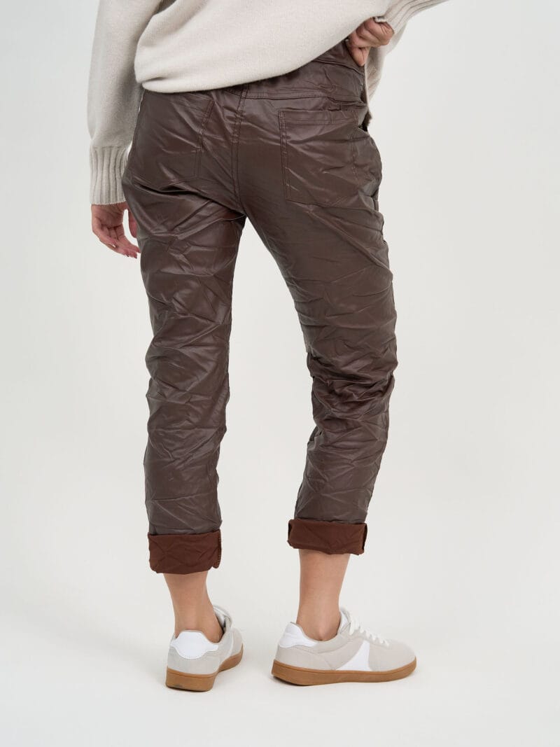 Wet Look Jogger Pant Chocolate La Strada