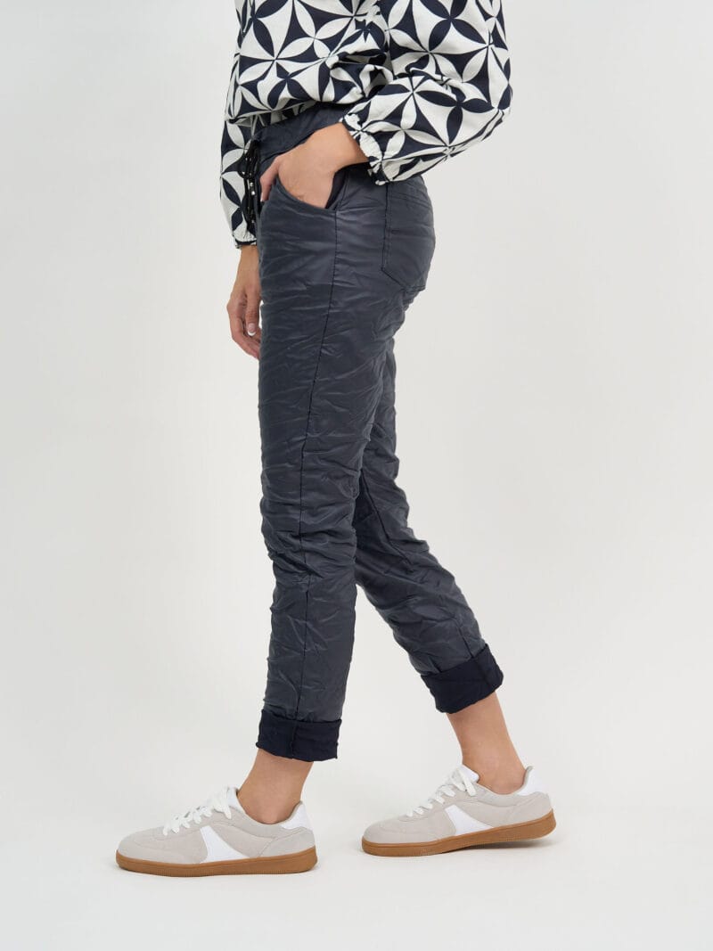 Wet Look Jogger Pant Navy La Strada