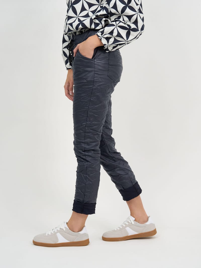 Wet Look Jogger Pant Navy La Strada