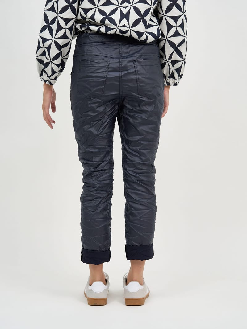 Wet Look Jogger Pant Navy La Strada