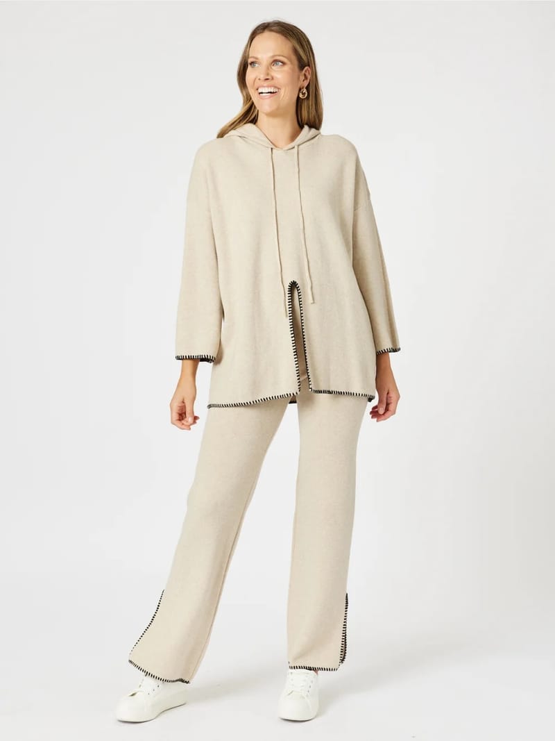 Hooded Split Front Knit Natural Clarity by Threadz