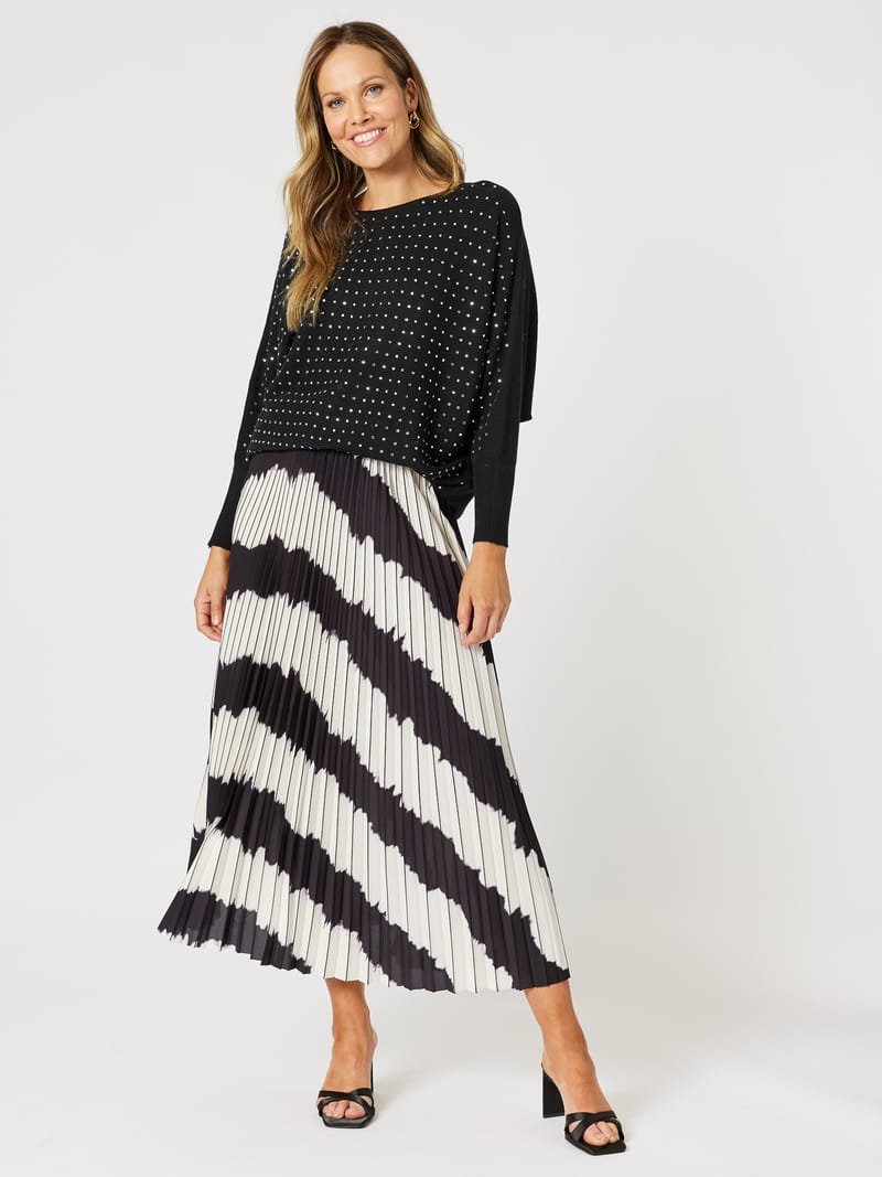 Shimmer Batwing Knit Top Black Hammock & Vine