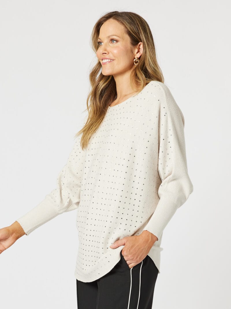 Shimmer Batwing Knit Top Natural Hammock & Vine