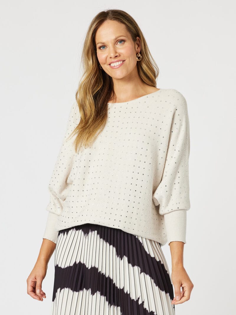 Shimmer Batwing Knit Top Natural Hammock & Vine