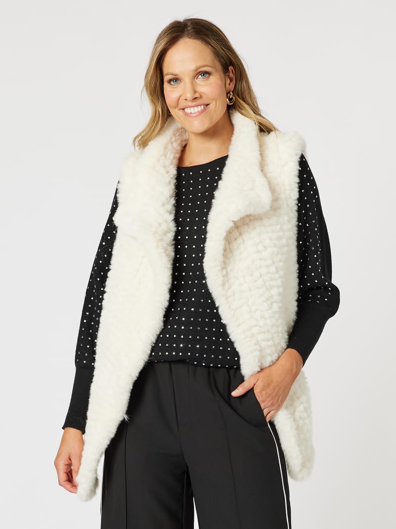 Minx Faux Fur Vest Ivory Hammock & Vine