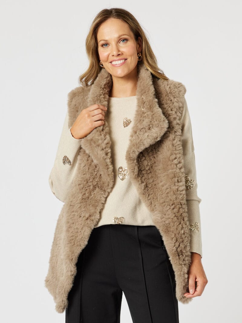 Minx Faux Fur Vest Latte Hammock & Vine
