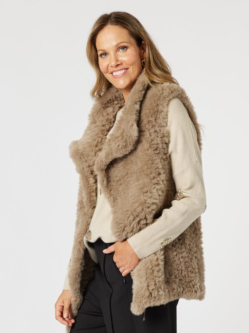 Minx Faux Fur Vest Latte Hammock & Vine