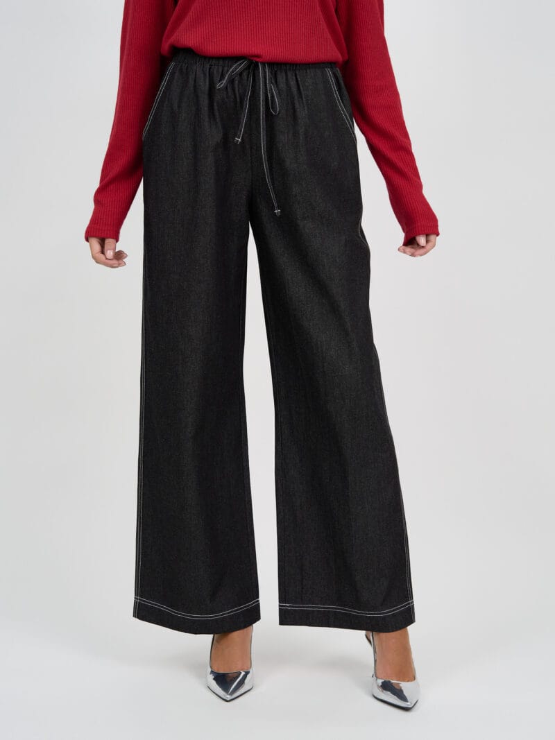 Light Weight Drawstring Denim Black Liberty Rose