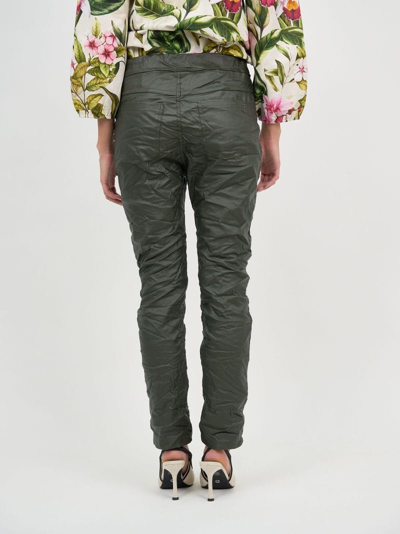Wet Look Jogger Pant Khaki La Strada