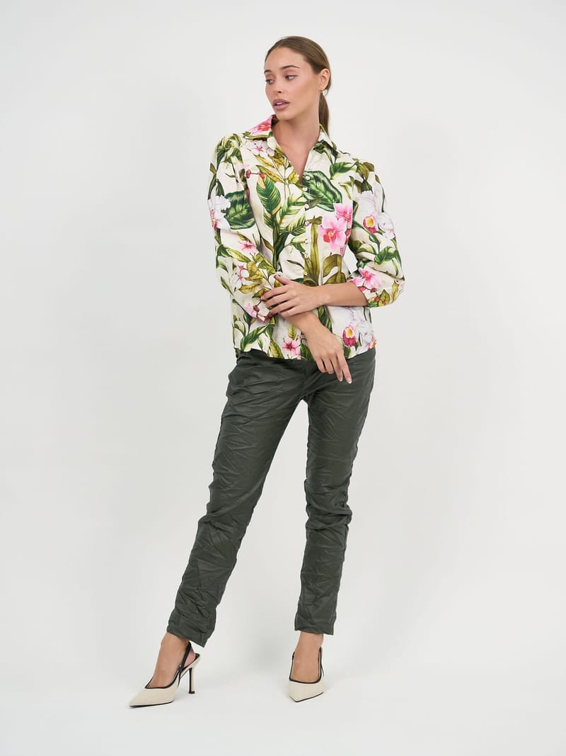 Wet Look Jogger Pant Khaki La Strada